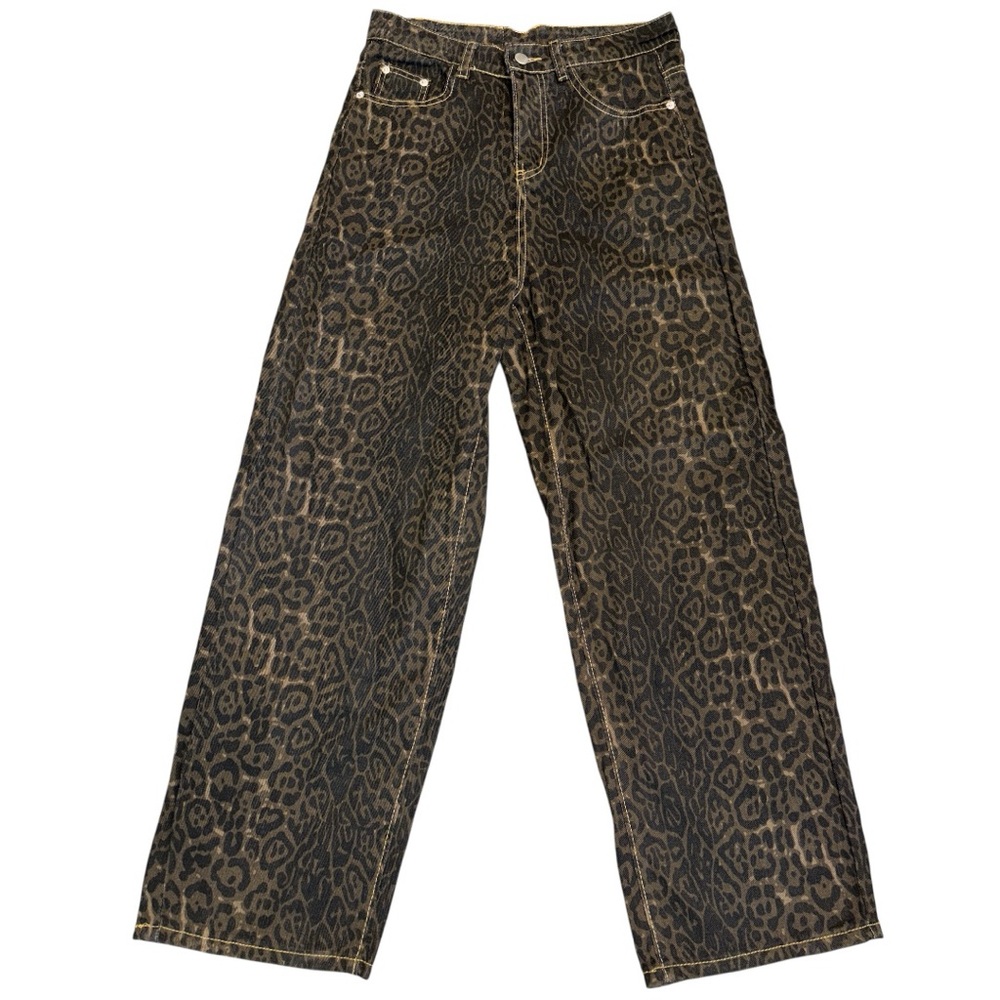 Ponitrack barrel Leopard Print Wide-Leg Jeans vintage